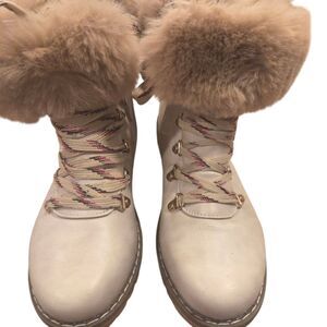 Catherine Malandrino Faux Fur Lace Up Combat Style Cuff Women's Boots Size 8